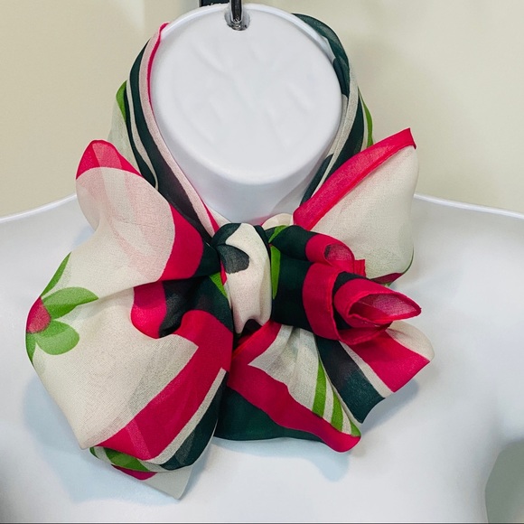 Rectangle Flower & Striped Rectangular Scarf - Picture 5 of 12